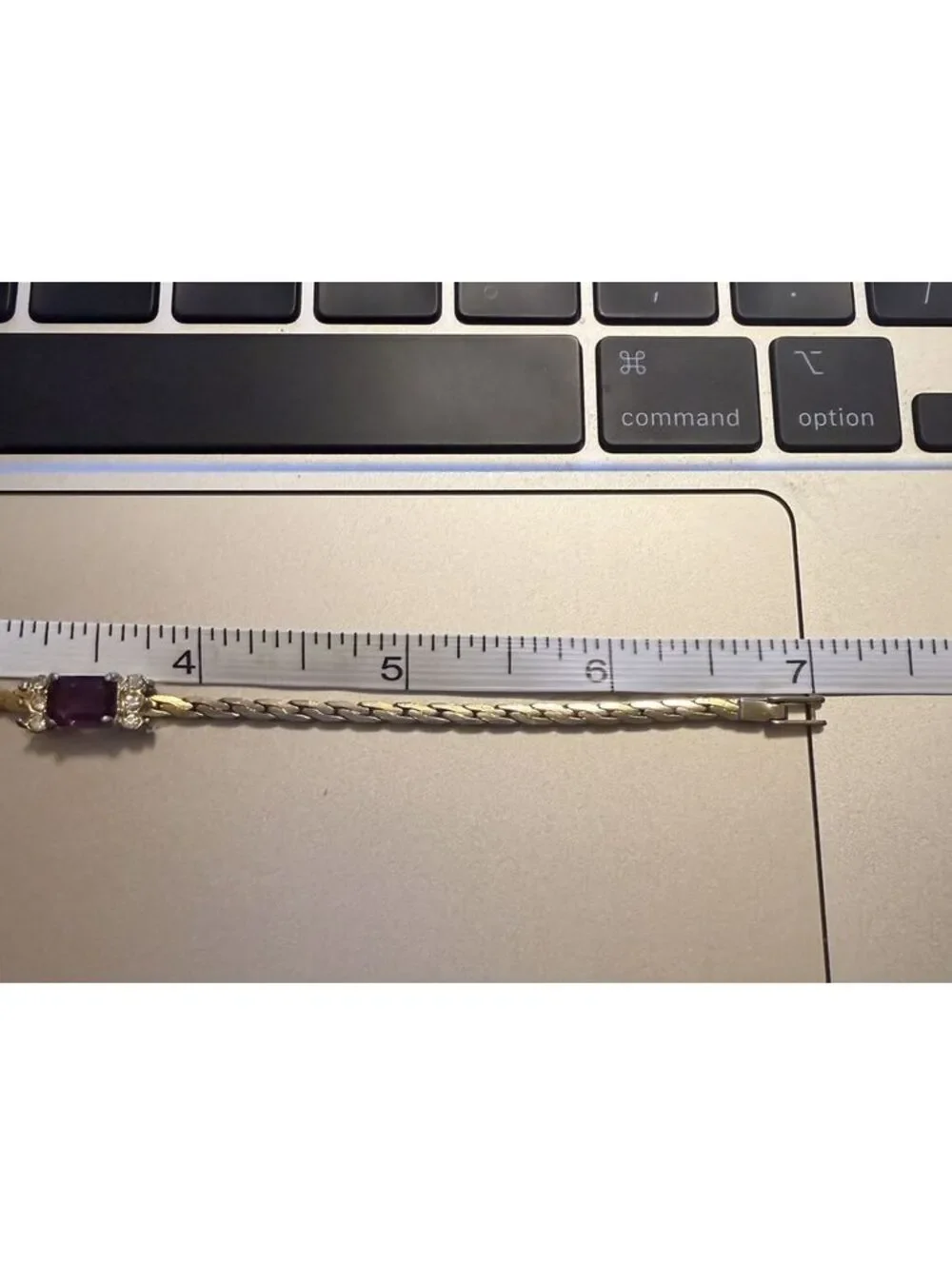 BRACELET Gold-Tone Bracelet with Purple Gemstone and Clear Rhinestones 7